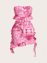 Women's Printed Strapless Top And Skirt Set